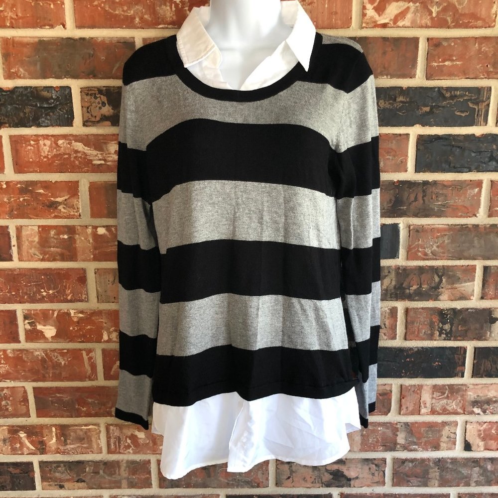 Faded Glory Women's Medium Striped Twofer Sweater